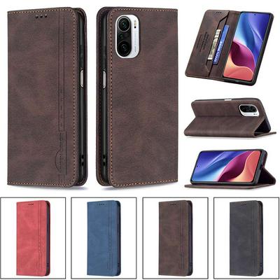 For Xiaomi Poco F3/Redmi K40/K40 Pro Magnetic Closure Anti-Theft Brush Protection BF08 Style PU Leather Phone Case