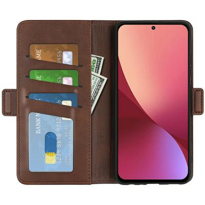 For Xiaomi 12 Double Buckle Wallet Style Folio Flip Leather Case with Stand and Card Slots Function