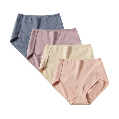 4Pcs Women's Cotton Panties Mid High Waist Comfort Plus Size Briefs