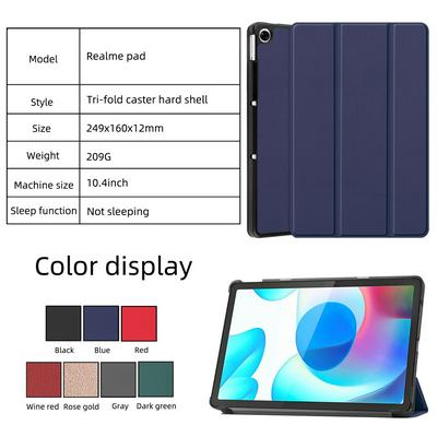 For Oppo Realme Pad 10.4 Tri-fold Caster Pattern PU Leather Tablet Protective Cover
