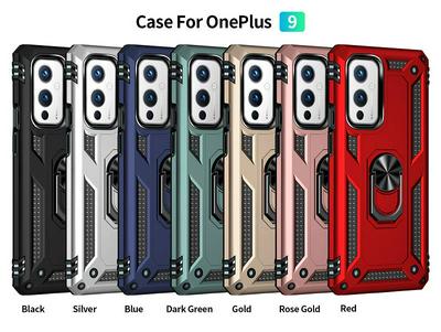 For OnePlus 9 Sergeant Shockproof Drop-proof PC+TPU Phone Protective Case with Metal Ring Kickstand and Metal Patch 