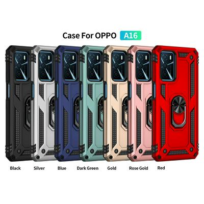 Ring Holder Kickstand Camera Slide Cover Design PC + TPU Phone Back Cover Case for Oppo A16