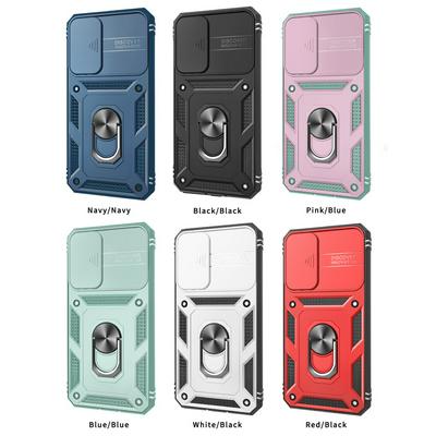 Ring Holder Kickstand Camera Slide Cover Design PC + TPU Phone Back Cover Case for Samsung Galaxy S22 Ultra