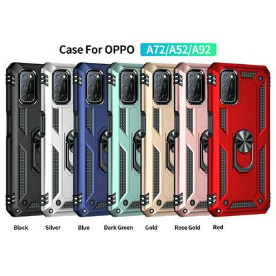 Ring Holder Kickstand Camera Slide Cover Design PC + TPU Phone Back Cover Case for Oppo A52/A92/A72