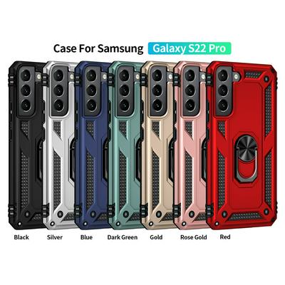 For Samsung Galaxy S22 Pro Sergeant Shockproof Drop-proof PC+TPU Phone Protective Case with Metal Ring Kickstand and Metal Patch 
