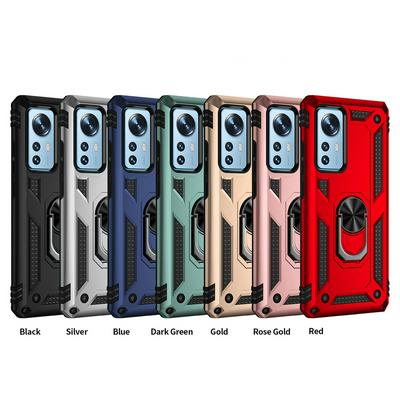 For Xiaomi 12 Pro Sergeant Shockproof Drop-proof PC+TPU Phone Protective Case with Metal Ring Kickstand and Metal Patch 