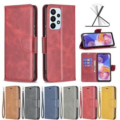 For Samsung Galaxy A53 5G Solid Color Sheep Pattern Scratch Resistant Wallet Leather Case with Card Slots&Stand Function