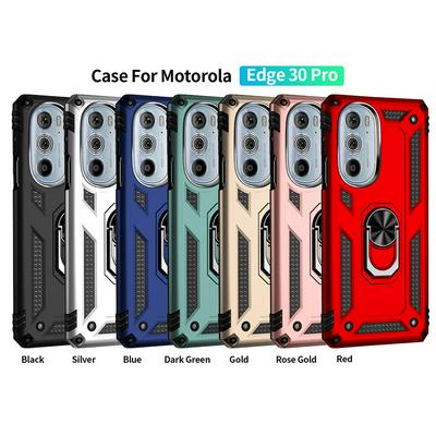 For Motorola Edge 30 Pro Sergeant Shockproof Drop-proof PC+TPU Phone Protective Case with Metal Ring Kickstand and Metal Patch 
