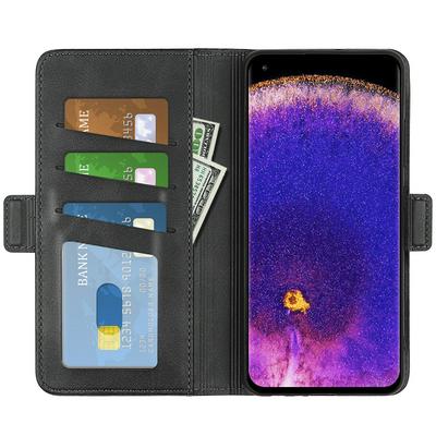 For Oppo Find X5 Lite/Oppo Reno7 5G Double Buckle Wallet Style Leather Case with Stand and Card Slots Function