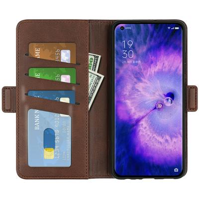 For Oppo Find X5 Double Buckle Wallet Style Leather Case with Stand and Card Slots Function