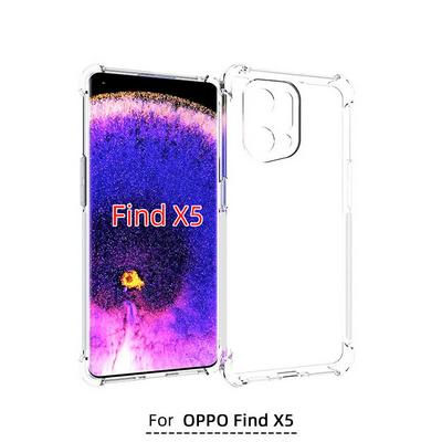 For Oppo Find X5 Anti-Fingerprint Non-Slip Four Corners Shockproof Transparent Soft TPU Back Cover Case 