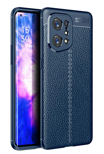 For Oppo Find X5 Lychee Pattern Shock Absorption Anti-drop Business Soft TPU Back Cover Case