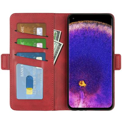 For Oppo Find X5 Pro Double Buckle Wallet Style Leather Case with Stand and Card Slots Function