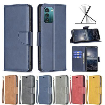 For Nokia G21/G11 Solid Color Sheep Pattern Scratch Resistant Wallet Leather Case with Card Slots&Stand Function