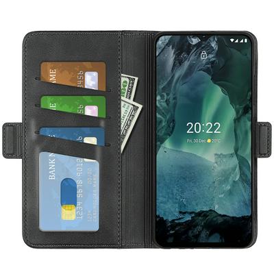 For Nokia G11/G21 Double Buckle Wallet Style Leather Case with Stand and Card Slots Function