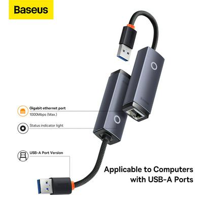 Baseus Lite Series Ethernet Adapter USB-A to RJ45 LAN Port (1000Mbps  Aluminum Alloy)