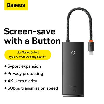 Baseus Lite Series 6-Port Type-C HUB Docking Station Data Version(Type-C to HDMI+USB3.0*2+Type-C Data+SD/TF)