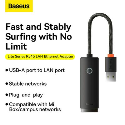 Baseus Lite Series Ethernet Adapter USB-A to RJ45 LAN Port (100Mbps) 