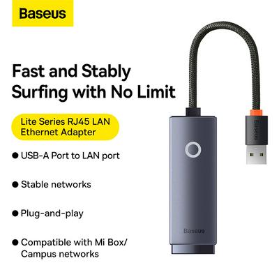 Baseus Lite Series Ethernet Adapter USB-A to RJ45 LAN Port  (100Mbps  Aluminum Alloy)