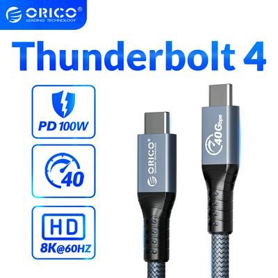 ORICO 2M Thunderbolt 4 Certified USB C Cable PD100W Dual Fast Charge 40Gbps Data Transfer HD 8K @60Hz Nylon Braided for Macbook