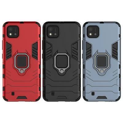 For Oppo Realme C11 2021 Black Panther 2 in 1 Detachable Magnetic Attraction Shockproof with Stand Hard PC + Soft TPU Back Cover Case