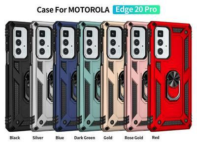 For Motorola Edge 20 Pro Sergeant Shockproof Drop-proof PC+TPU Phone Protective Case with Metal Ring Kickstand and Metal Patch 
