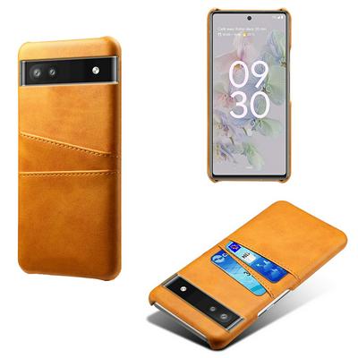 For Google Pixel 6a 5G Extra Thinness Premium Cowhide Leather Vintage Shockproof Hard PC Back Cover Case