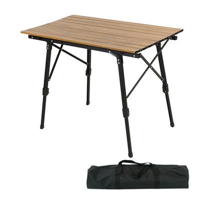 Outdoor Camping Table Car Foldable Wood Grain Aluminum Alloy Table Lift Convenient Picnic Table