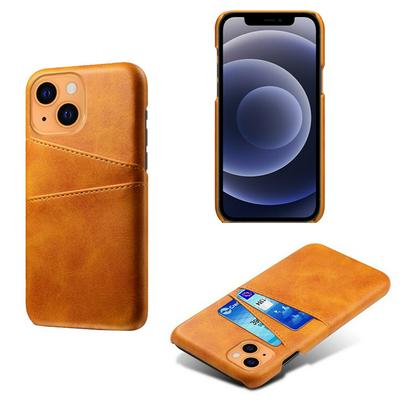 For iPhone 13 mini Extra Thinness Premium Cowhide Leather Vintage Shockproof Hard PC Back Cover Case