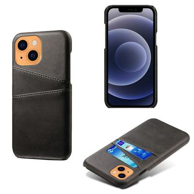 For iPhone 13 Extra Thinness Premium Cowhide Leather Vintage Shockproof Hard PC Back Cover Case