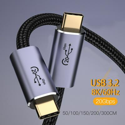 USB Type C to Type C Cable For Macbook PD 100W 5A USB 3.2 20Gbps ThunderBolt3 QC4.0 3.0 USB-C Cable Cord For Samsung Xiaomi 2/3m