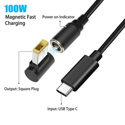100W Magnetic USB C Fast Charging Cable for Lenovo Thinkpad X1 Carbon Type C to Dc Power Adapter Connector for Lenovo Laptop