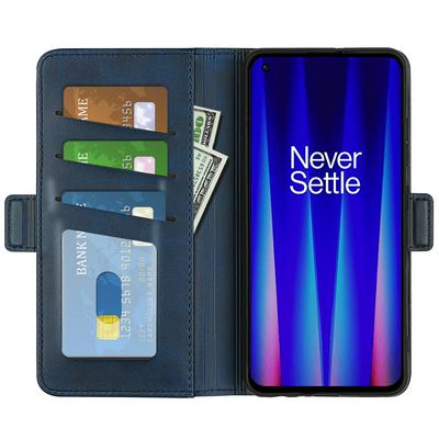 For OnePlus Nord CE 2 5G Double Buckle Wallet Style Folio Flip Leather Case with Stand and Card Slots Function