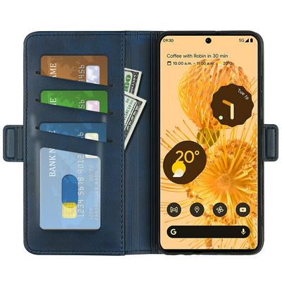 For Google Pixel 7 Pro Double Buckle Wallet Style Leather Case with Stand and Card Slots Function