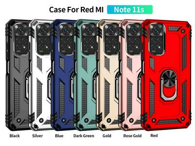 Ring Holder Kickstand Camera Slide Cover Design PC + TPU Phone Back Cover Case for Xiaomi Redmi note 11 4G/note 11S