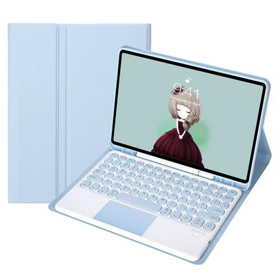 YA700B-A For Samsung Tab S8 11 inch 2021 (X700/X706) / S7 11 inch (T870/T875) Candy Color TPU Shell Pen Slot Round Key Cap with Touch Bluetooth Keyboard Leather Case