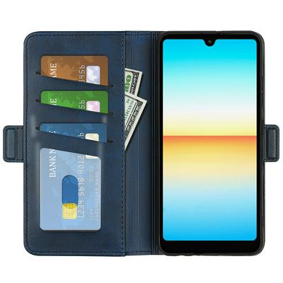 For Sony Xperia ACE III Double Buckle Wallet Style Folio Flip Leather Case with Stand and Card Slots Function