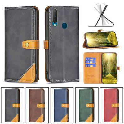 For vivo Y11/Y15/Y12/Y17 Stitching Color Double Line BF13 Style PU Leather Wallet Phone Case