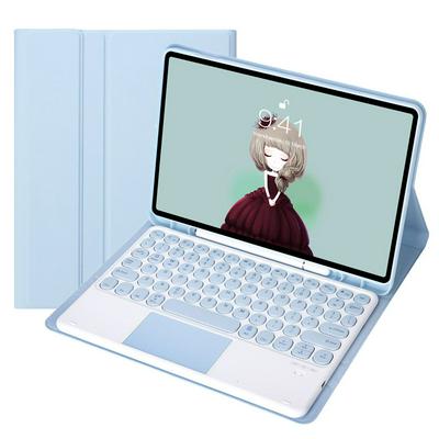 YT11B-A For ipad air5&air4 10.9 / ipad 11 2021&2020&2018 Candy color TPU with pen groove round keycap with touch type Bluetooth keyboard leather case