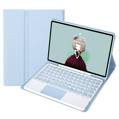 YA08B-A For Samsung Tab A8 2021 (X205/X200) Candy Color TPU Shell with Pen Slot Round Key Cap with Touch Type Bluetooth Keyboard Holster