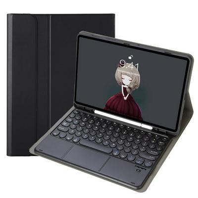 YA11B-A For ipad air5&air4 10.9 / ipad 11 2021&2020&2018TPU with pen slot round keycap with touch type bluetooth keyboard leather case