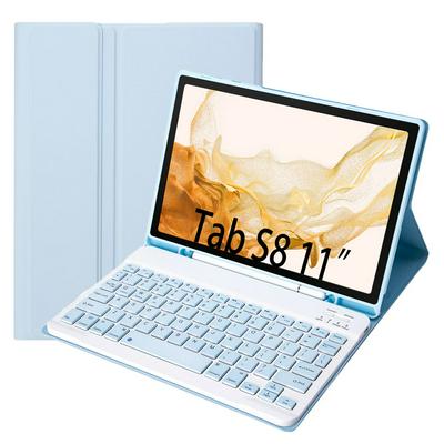 A700B For Samsung Tab S8 11" 2021 (X700/X706) / S7 11" (T870/T875) Candy Color TPU Shell Pen Slot Bluetooth Keyboard Holster