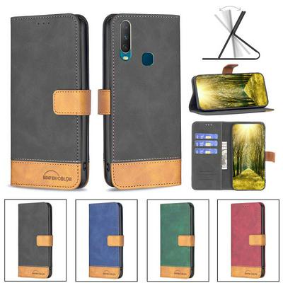 For vivo Y11/Y15/Y12/Y17 Stitching Color Skin Feel BF11 Style PU Leather Wallet Phone Case