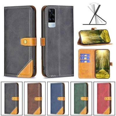 For vivo Y51a/Y51s/Y51 2020 Stitching Color Double Line BF12 Style PU Leather Wallet Phone Case