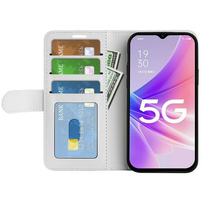  For Oppo A57 5G 2022 R64 Pattern Single Folded Edge Folio Flip Leather Wallet Phone Case