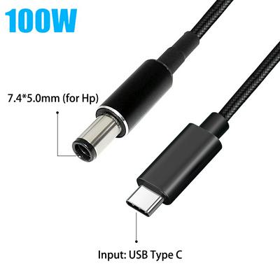 100W USB Type C to Laptop Adapter Cable for Hp Pavilion DV3 DV4 DV5 DV6 Probook 4440s 4535s 4530s 4540s 6475b 6570b