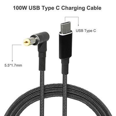 100W USB C Type C Laptop Charging Cable Cord USB Type C to 5.5x1.7mm Dc Power Adapter Jack Plug Connector for Acer Aspire 1.8m