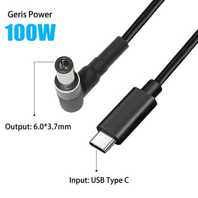 100W USB Type C to 6.0x3.7mm Male Plug Converter Dual E-Mark Chips USB C PD Charging Cable Cord for Asus FX-PRO Laptop Pc