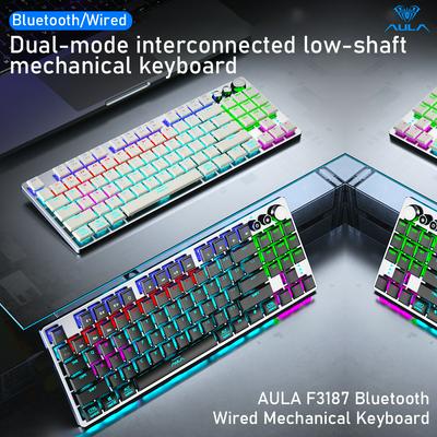 AULA F3187 Wireless Mechanical Keyboard Slim 87 Keys Support Bluetooth 5.0/3.0/Type-c for Android Windows Desktop Laptop
