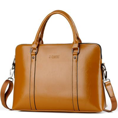 Portable Solid Color Fashion Business Briefcase PU Leather Women Men Handbag 14 15 Inch Notebook Computer Office Bag